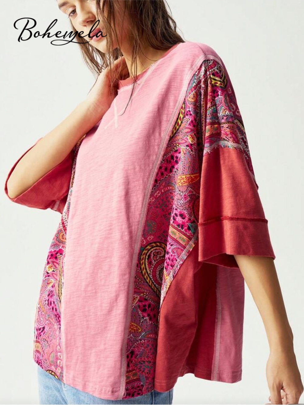 Bohemela Relaxed Boho Patchwork Top (oversized)